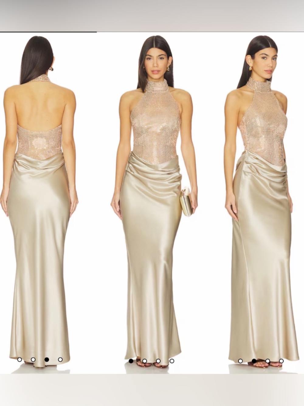 New Retrofete Vanya Embellished Dress in Latte Size Small $998 Evening Gown